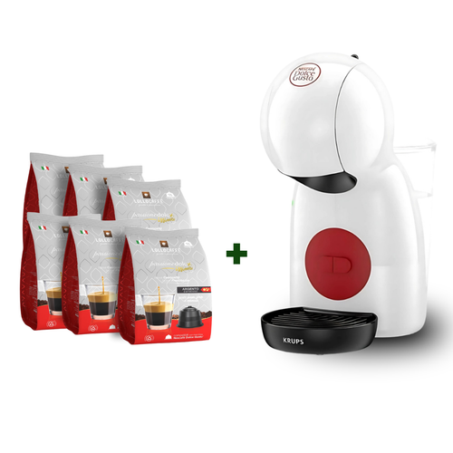Macchina Caffè a Capsule Dolce Gusto XS Krups – Compatta, 15 bar, Calde/Fredde + 96 Capsule Lollo Argento