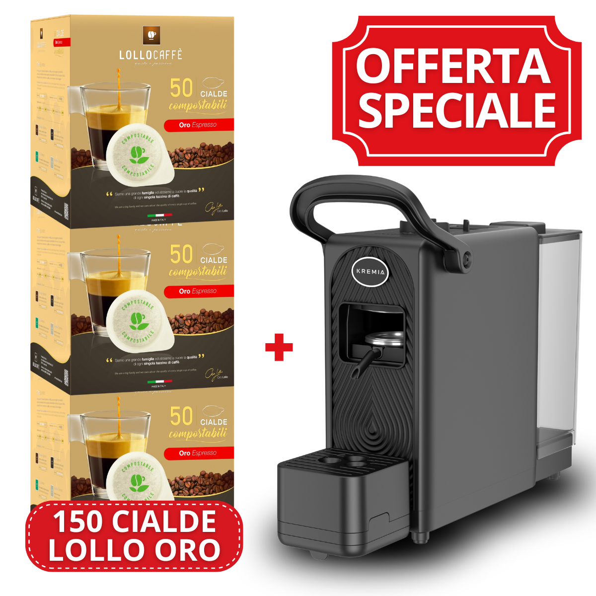 Bundle macchinetta compatibile e 96 capsule Lollo Argento